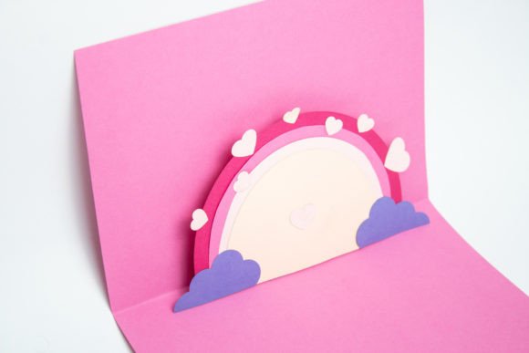 3D SVG Pop-up Card - Hearts and Rainbow for Greeting Cards