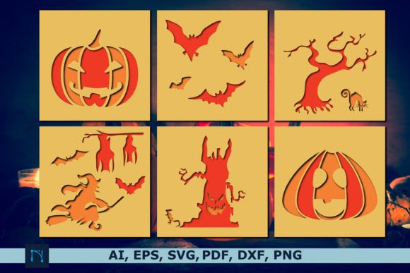 3D SVG Shapes: Multi-layer Halloween Decor Bundle