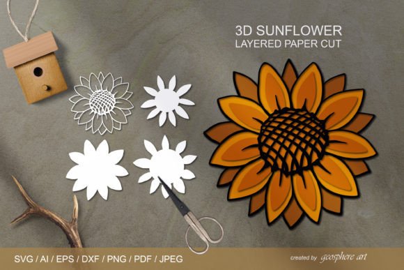 3D SVG Shapes: Sunflower Papercut Review