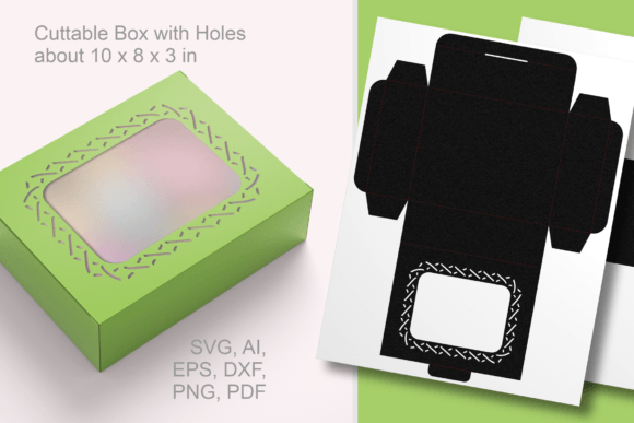 Crosses Around Window Gift Box Template: 3D SVG Shapes