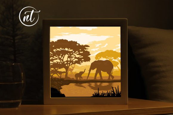 Elephants Lightbox Template: 3D SVG Shadow Boxes