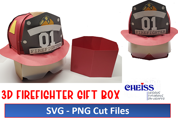 Firefighter Helmet 3D SVG for Gift Boxes