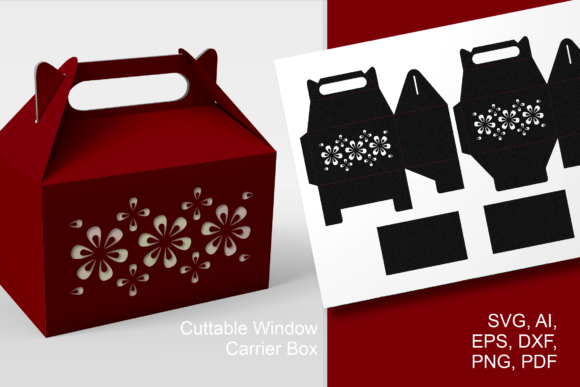 Flower Patterned Gable Box: 3D SVG Shapes