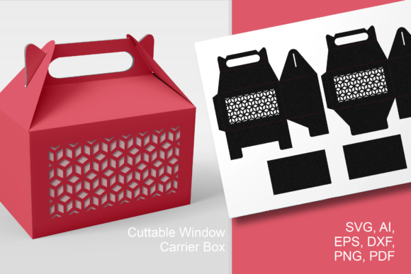 Geometric Holes Patterned Gable Box 3D SVG Shapes