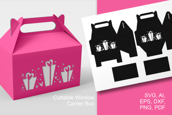 Gifts and Hearts Gable Box Template: 3D SVG for Gift Boxes