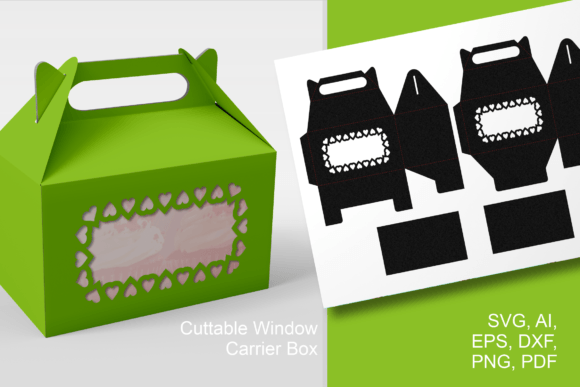 Hearts Border Windows Carrier Gift Box 3D SVG Shapes