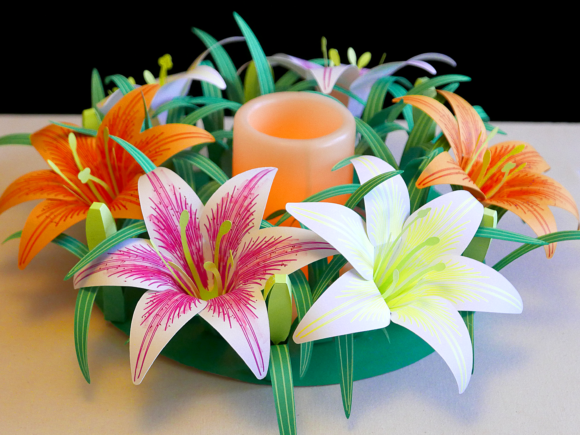 Lily Wreath 3D SVG: Elegant Floral Craft Asset