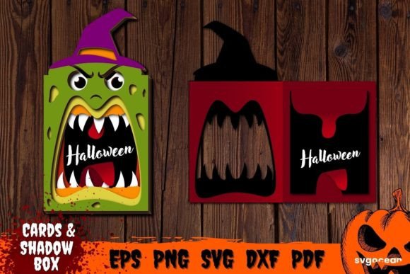 Monster Pop Up Card Template: 3D SVG for Shadow Boxes