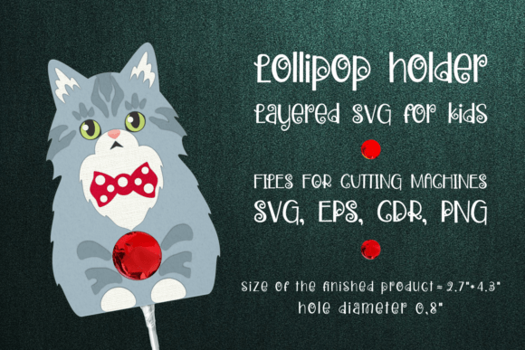 Norwegian Forest Cat Lollipop Holder 3D SVG Shapes