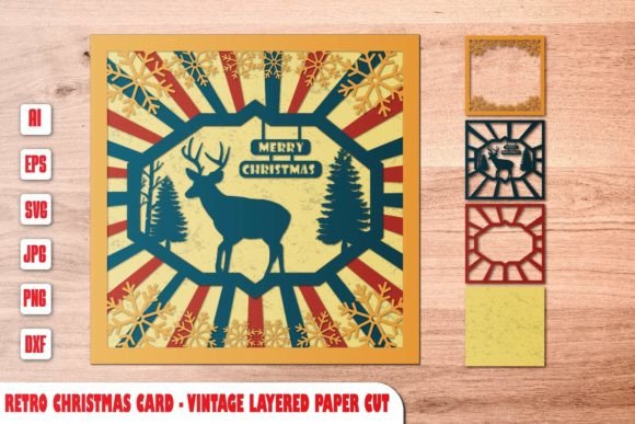 Retro Christmas Card: Layer Paper Cut Review