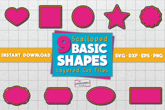 Scalloped Shape Bundle: 3D SVG Shapes for Editorial Design