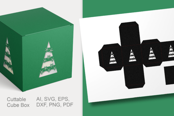 Striped X-mas Trees Cube Gift Box 3D SVG Review
