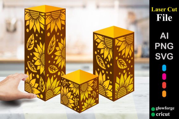 Sunflower Lantern SVG: 3D SVG for Gift Boxes