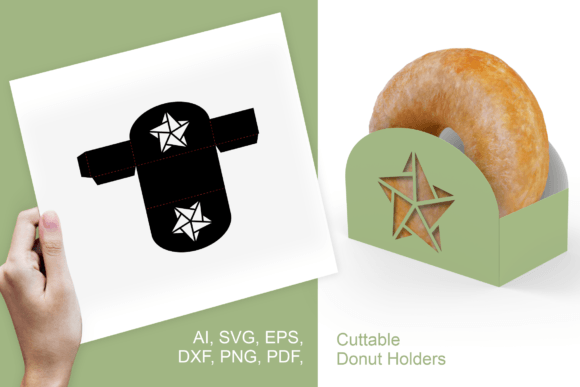 Winter Stars Donut Holder Template: 3D SVG Gift Boxes